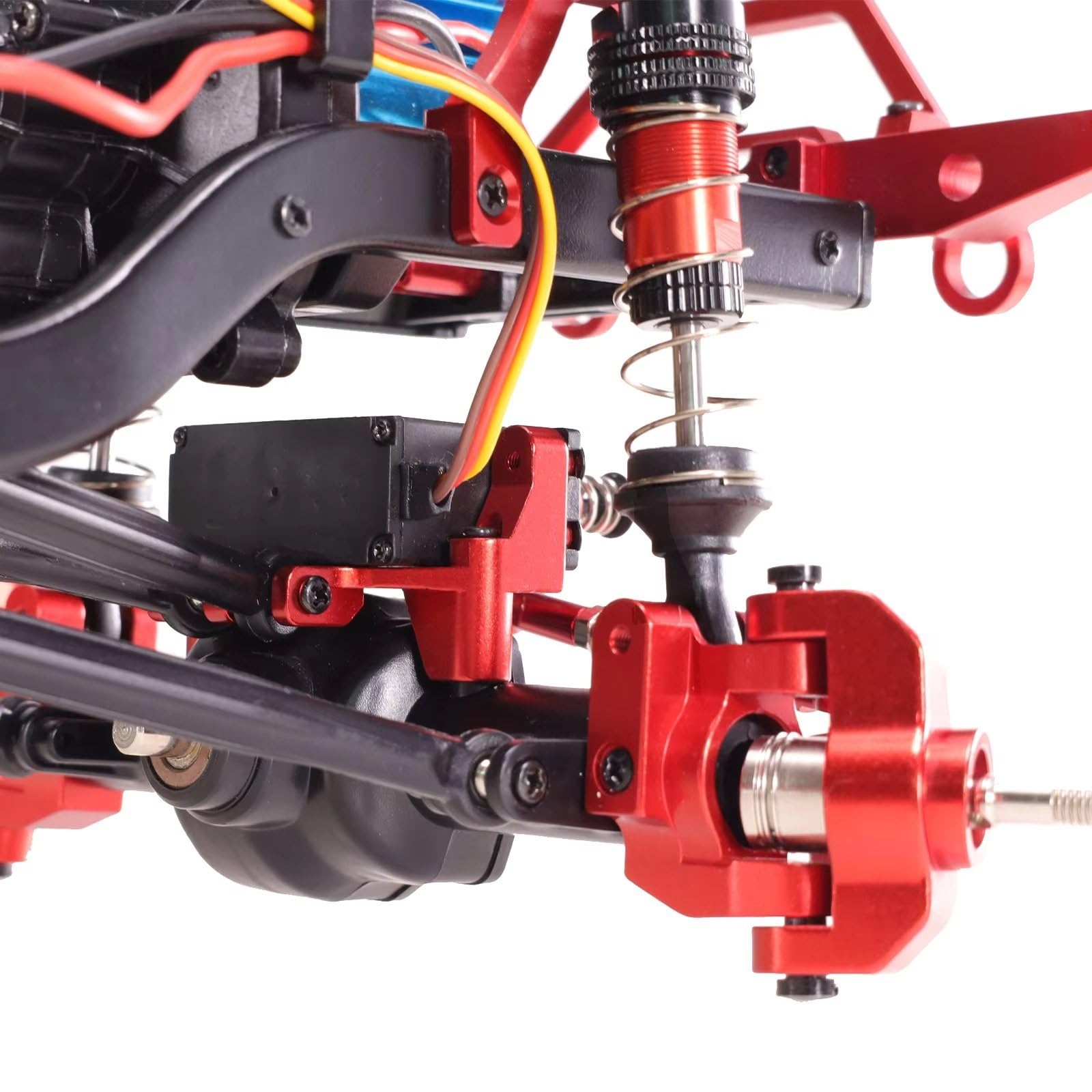 for MN128 MN86 G500 Metal Front and Rear Pull Rod for Seat Rudder Base Remote Control Car Upgrade Spare Parts RC Car Accessories(Red)