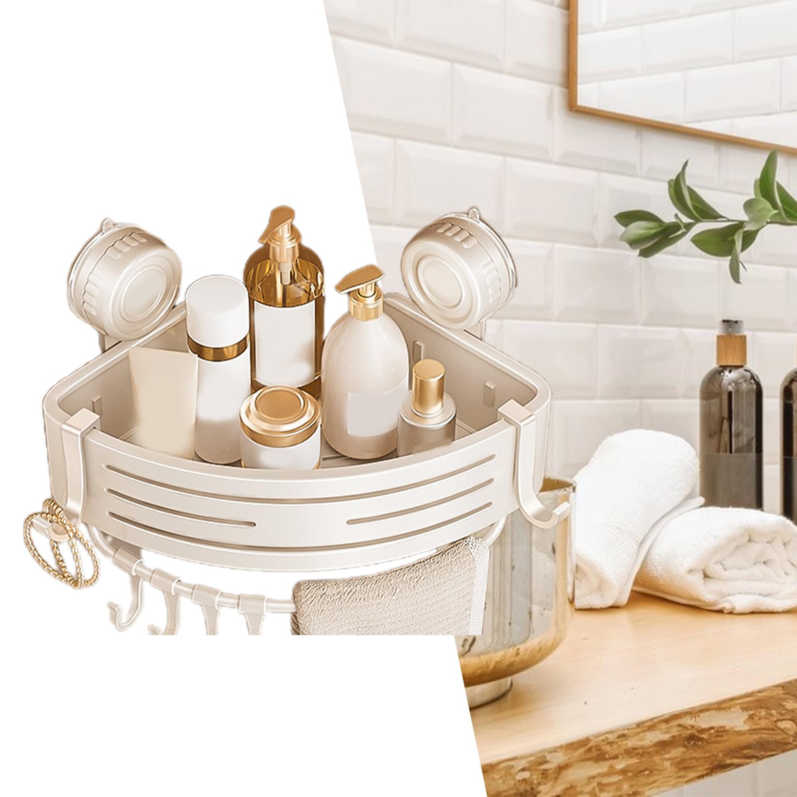 FINLALO Shower Shelves Portable Corner Shower Caddy Organizer - ABS Shower Shelves Rust Resistant Non-Slip Bathroom Storage Durable