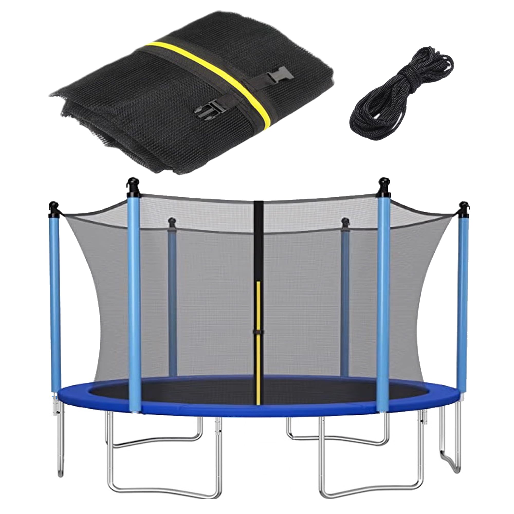 Trampoline Safety Net 6FT 8FT 10FT 12FT 14FT 15FT 16FT Round Trampoline Replacement Net for 6/8/12 Straight Poles UV-Resistant Kides Jumping Safety Enclosures Neting