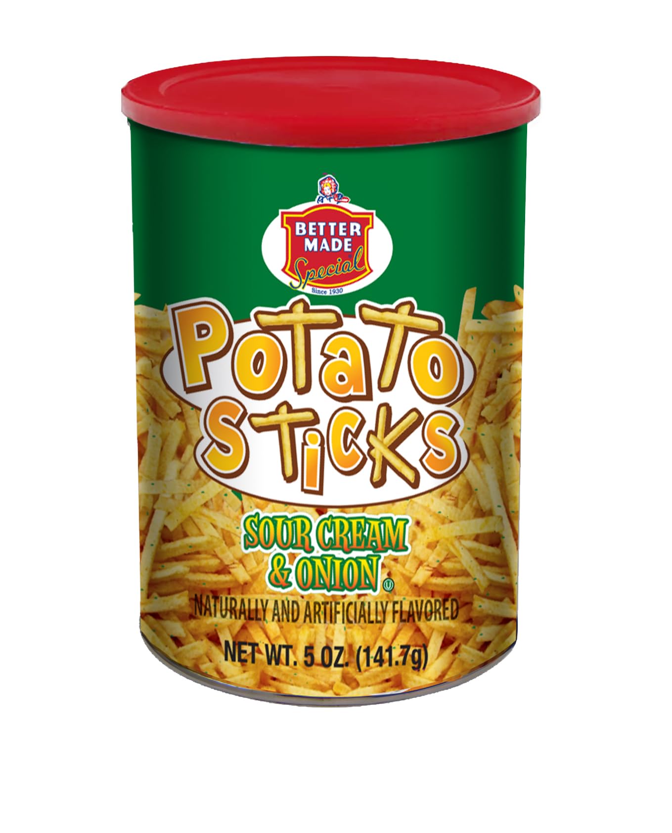 Potato Sticks 5oz Canister - Shoestring Potato Sticks - Gluten Free - Crunchy, Crispy Snack from Fresh Potatoes - Resealable Lid (Sour Cream & Onion, Single Can)