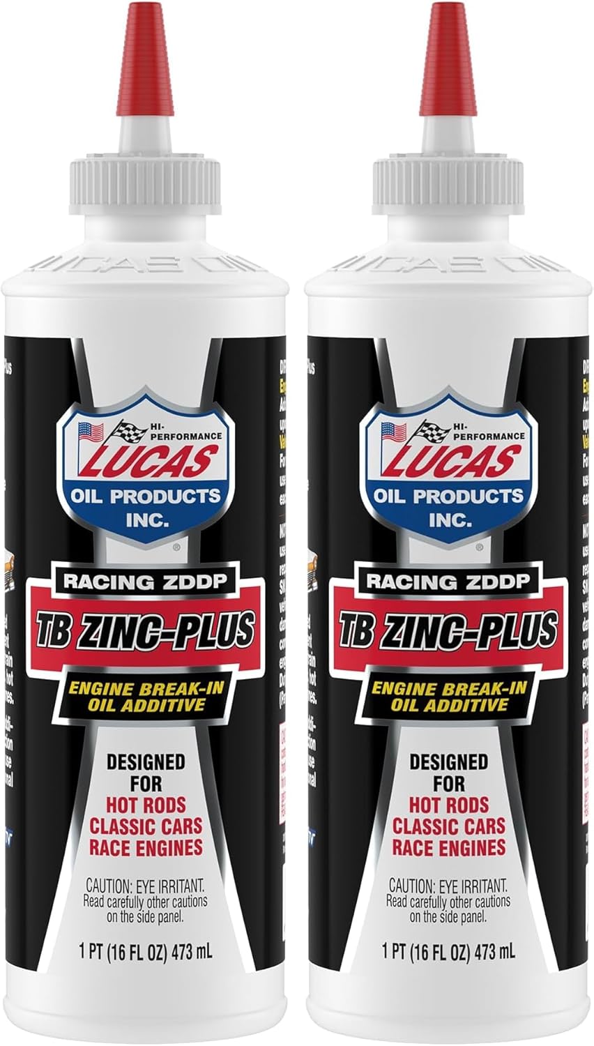 Lucas Oil 10063 Engine Break in Oil Additive w/TB Zinc Plus - 16 Ounce (Pack of 2)