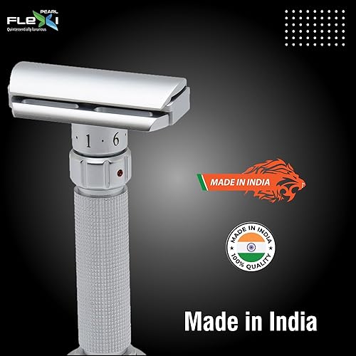 Miniatura 7 de Pearl Flexi - Maquinilla de afeitar de seguridad ajustable versión V12  Maquinilla de afeitar de metal reutilizable hecha de 100% latón  Maquinilla