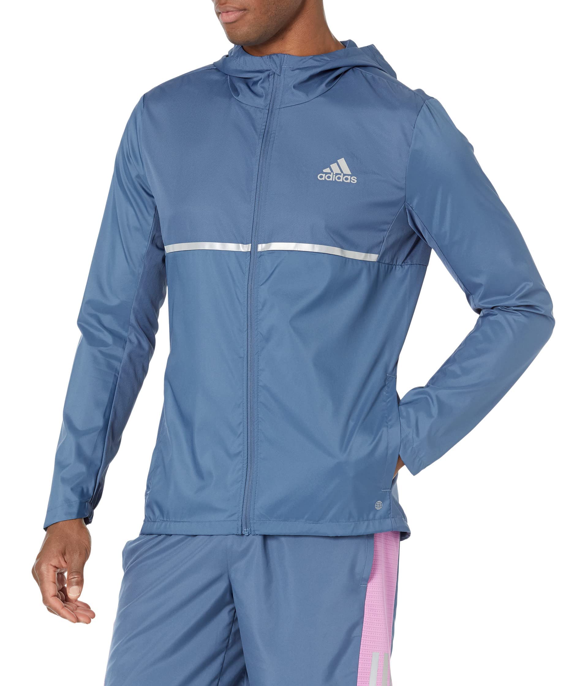 adidas Men's Own The Run Jacket, Wonder Steel/Reflective Silver, Small
