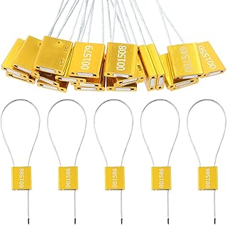 20Pcs High Security Cable Seals, Alumium Body Metal Numbered Anti-Tamper Security Tags Pull Tight Aluminum Tamper Proof Shipping Security Tags for Container Trailer Lock Seal Ties Straps