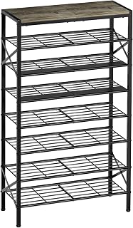8 Tier Metal Shoe Rack with Wood Top, 24-32 Pairs