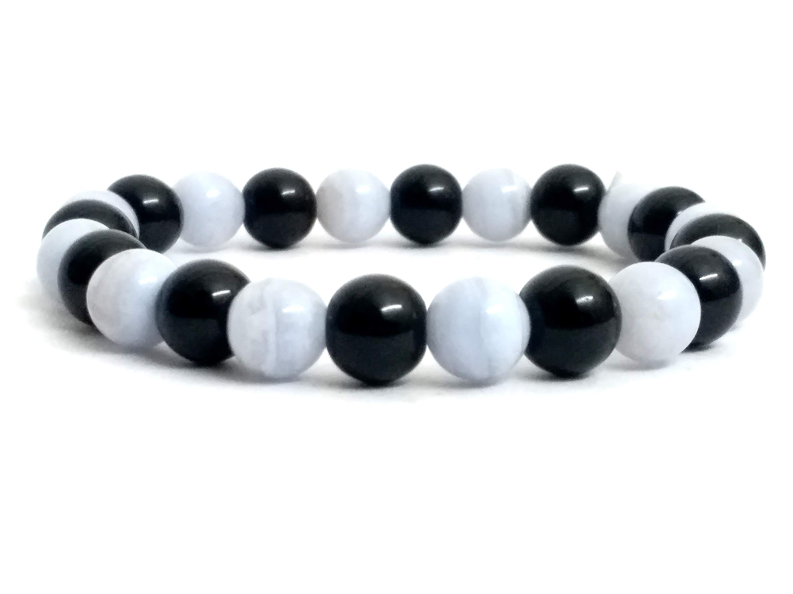 Blue LACE Agate & Black Onyx 8 MM Stretch Bracelet (B07LCHNKZ8) Amazon Price History, Amazon Price Tracker