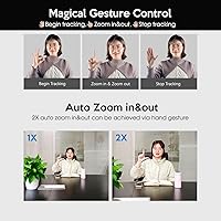 Vista 4 de TOALLIN Cámara web de seguimiento automático GC80 4K, seguimiento de IA por control de gestos, cámara web de transmisión con micrófonos duales