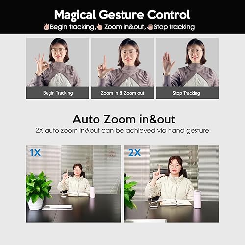 Miniatura 4 de TOALLIN Cámara web de seguimiento automático GC80 4K, seguimiento de IA por control de gestos, cámara web de transmisión con micrófonos duales,