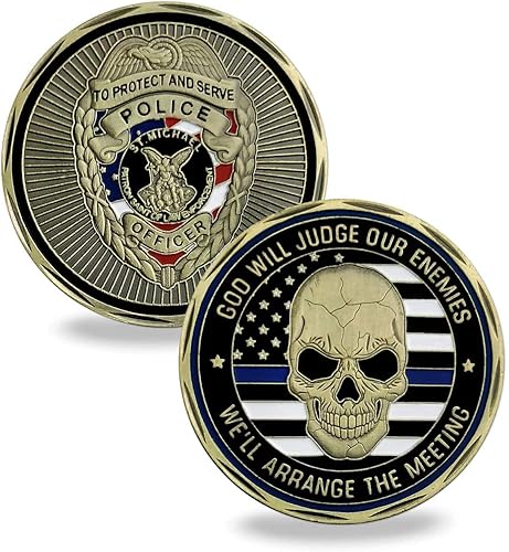 Thin Blue Line San Miguel oficiales de policía desafían la moneda de la aplicación de la ley Skull Coin