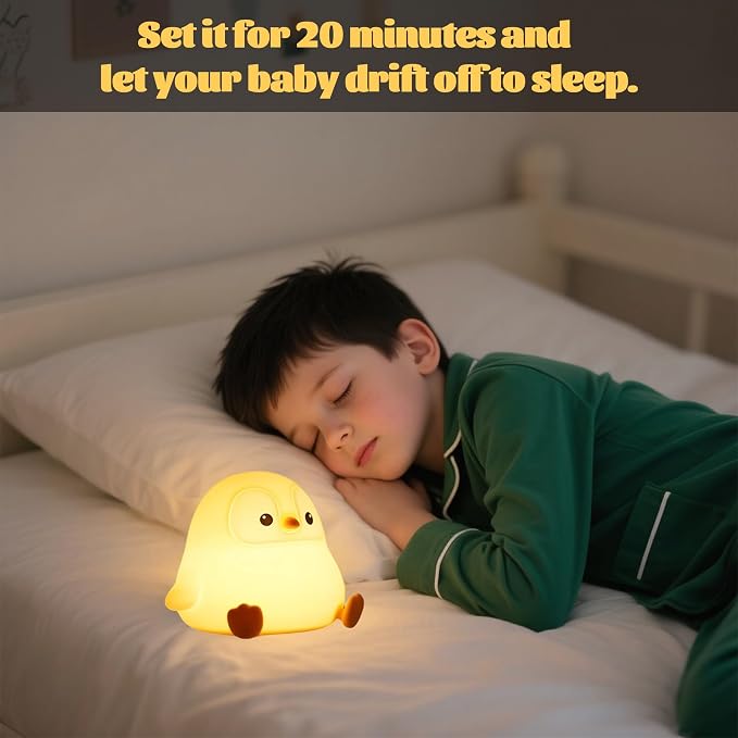 Lámpara de noche pingüino silicona LED para niños miniatura 6