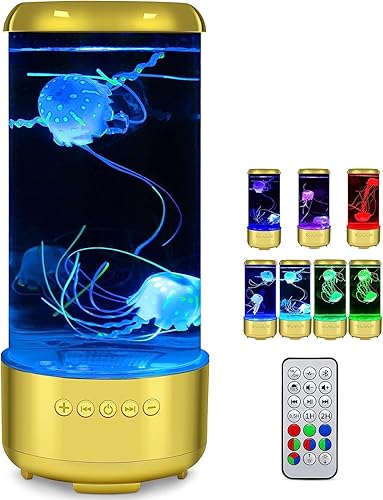 NIUFAN Lámpara de medusa con Bluetooth y ruido blanco, 33 LED, 7 colores, 5 brillo ajustable, lámparas de medusas perfectas para adultos y niños,