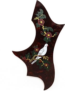 Acoustic Guitar Pickguard for 38-41 Inch Guitars,Compatible with Dove Design, Self-Adhesive, Scratch-Resistant Vintage Style Brown Tortoise-B