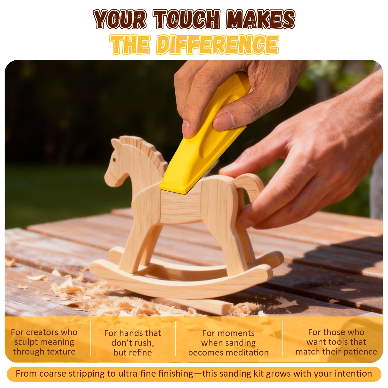 128PCS Premium Micro Sander & Sandpaper Kit, Detail & Mini Hand Sander with Small Sanding Block, 80–3000 Grit Sandpaper Assortment for Wood, Crafts, Furniture, Tight Spaces & DIY Projects - 3