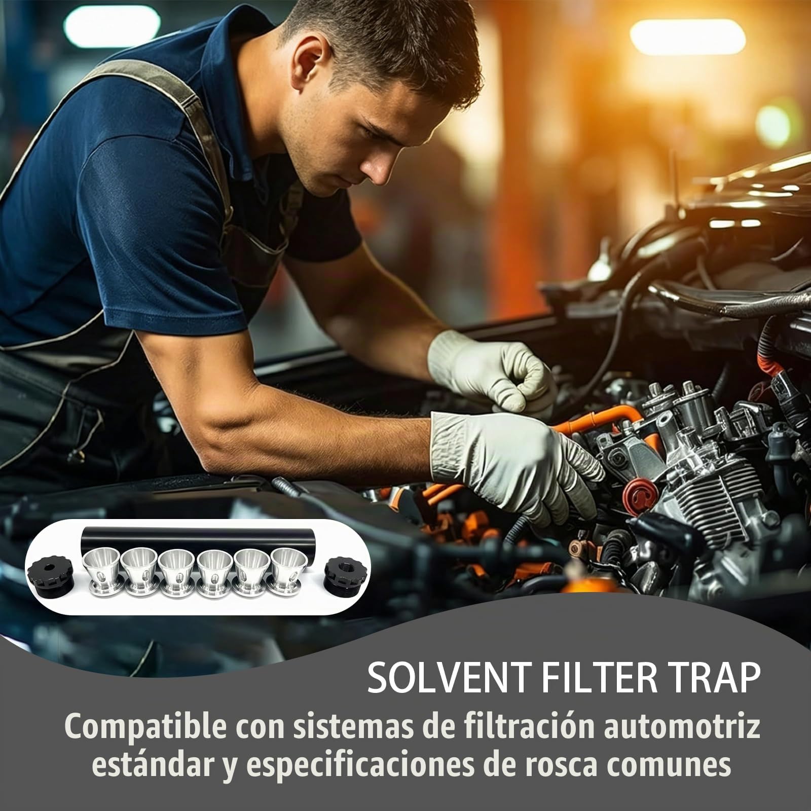 Filtro de disolventes: Kit de trampa de disolventes de aluminio negro Incluye tubo de aluminio y varios tapones de extremo Compatible con sistemas de filtración automotriz de grado ind 1/2 x 28*1 set