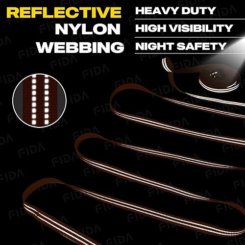 Miniatura 5 de Fida Correa larga para perros con asa de tráfico, correa reflectante para perros de 30 pies y 50 pies de largo, para entrenamiento de obediencia y