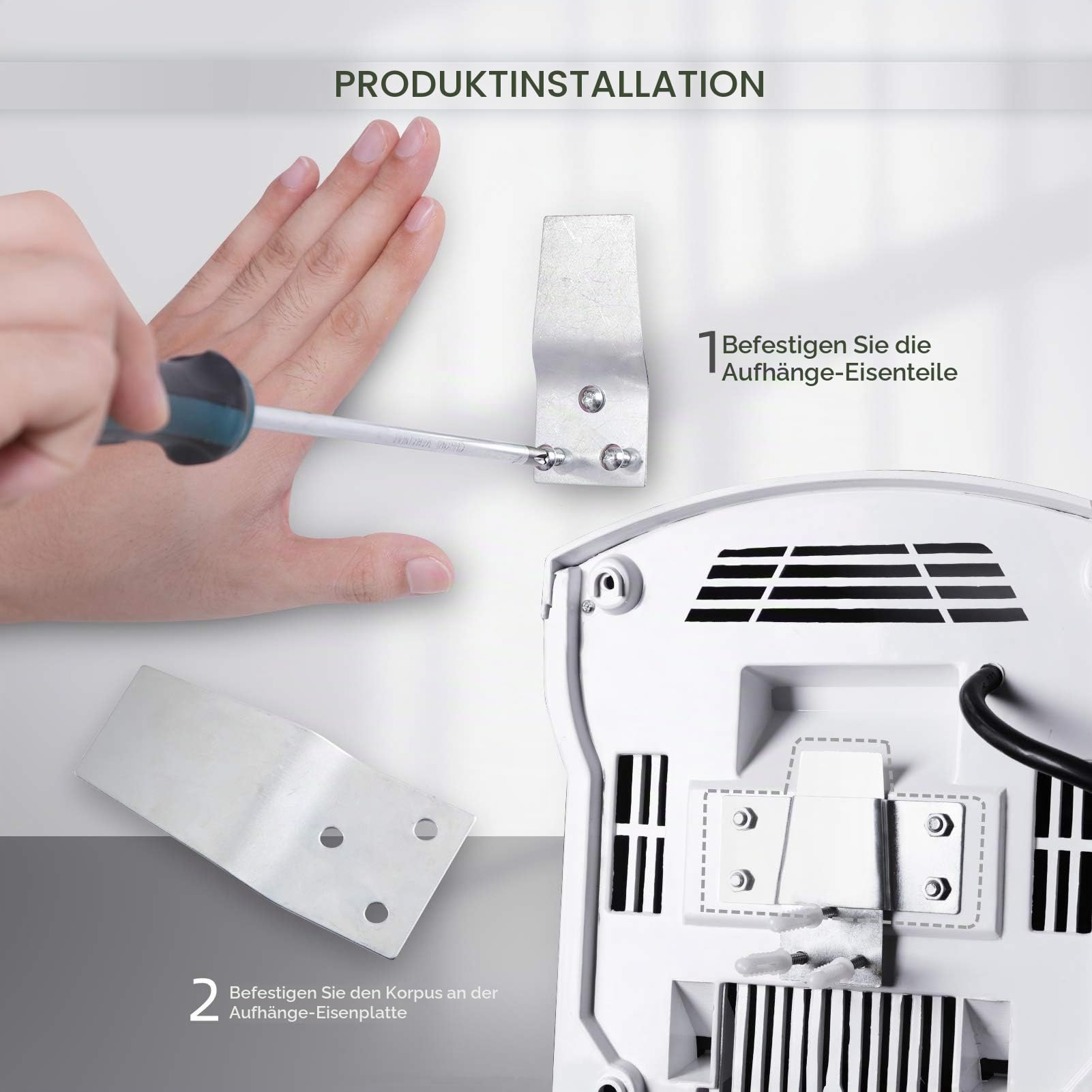 modunful Automatischer Handtrockner Elektrischer Wandmontage Infrarotsensor Händetrockner für Badezimmer Toiletten, 2000W Handtrockner Einstecken, Geräuscharm (40 db), Kompakte ABS-Abdeckung (Weiß)