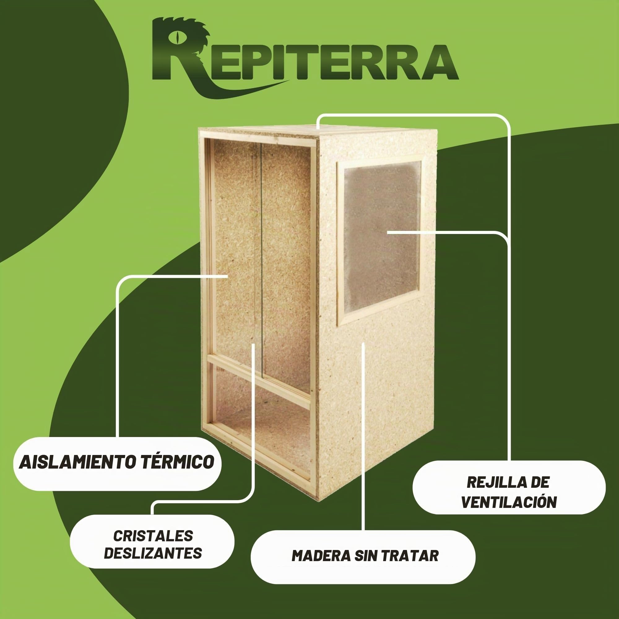 Terrario de madera (60 x 120 x 60 cm, ventilación lateral y ventilación)