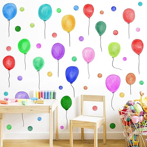 Calcomanías de pared de globos de colores para despegar y pegar, calcomanías de ventana de globos grandes, calcomanías de pared de lunares