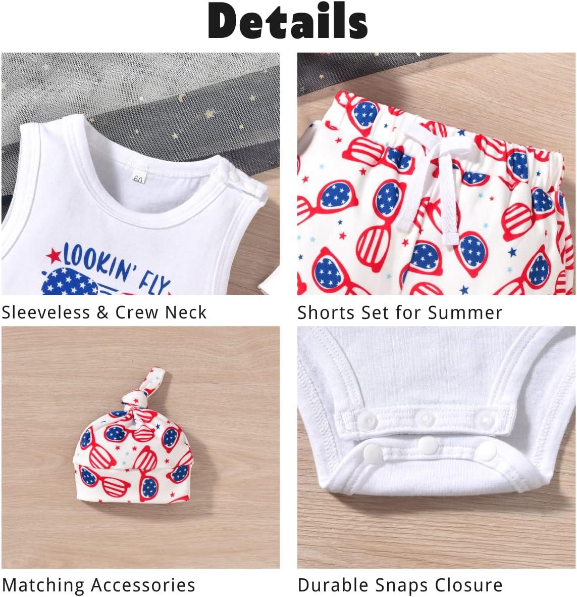 Aalizzwell Baby Boys Summer Clothes Sleeveless Bodysuit Shorts Outfit