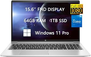 HP ProBook 450 G9 15 FHD Laptop, 2023 Newest Upgrade, Intel Core i5-1235U(10-core), 64GB RAM, 1TB SSD, USB-C, Backlit Keyboard, Ethernet, Windows 11 Pro, School and Business Ready, w/Free HDMI Cable