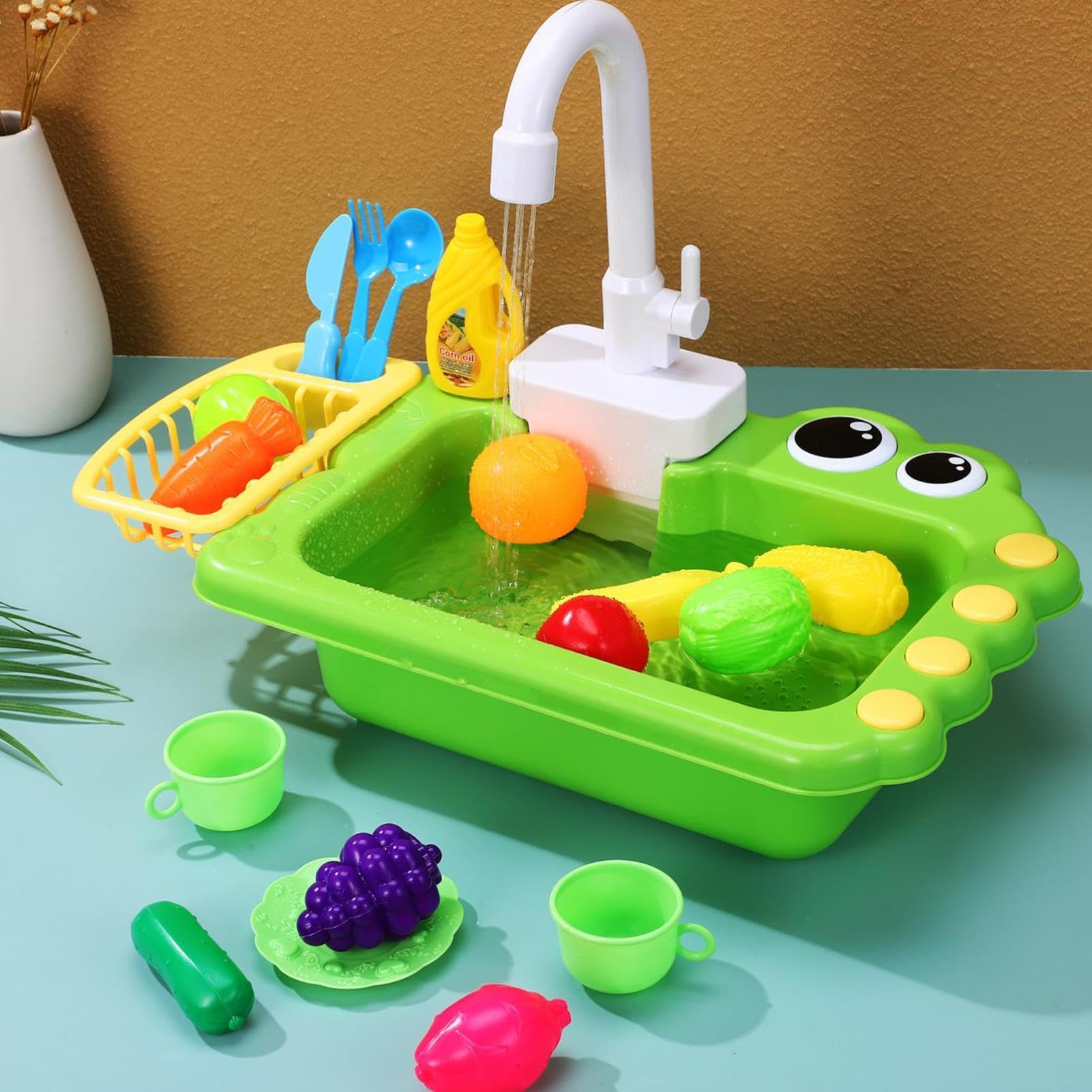 Giocattolo Per Lavello Da Cucina Per Bambini – Lavello Da Gioco Elettrico Con Acqua Corrente | Set Da Cucina Per Giochi Di Ruolo In ABS Con Rubinetto E | Giochi D'imitazione FantasiosiGiocat