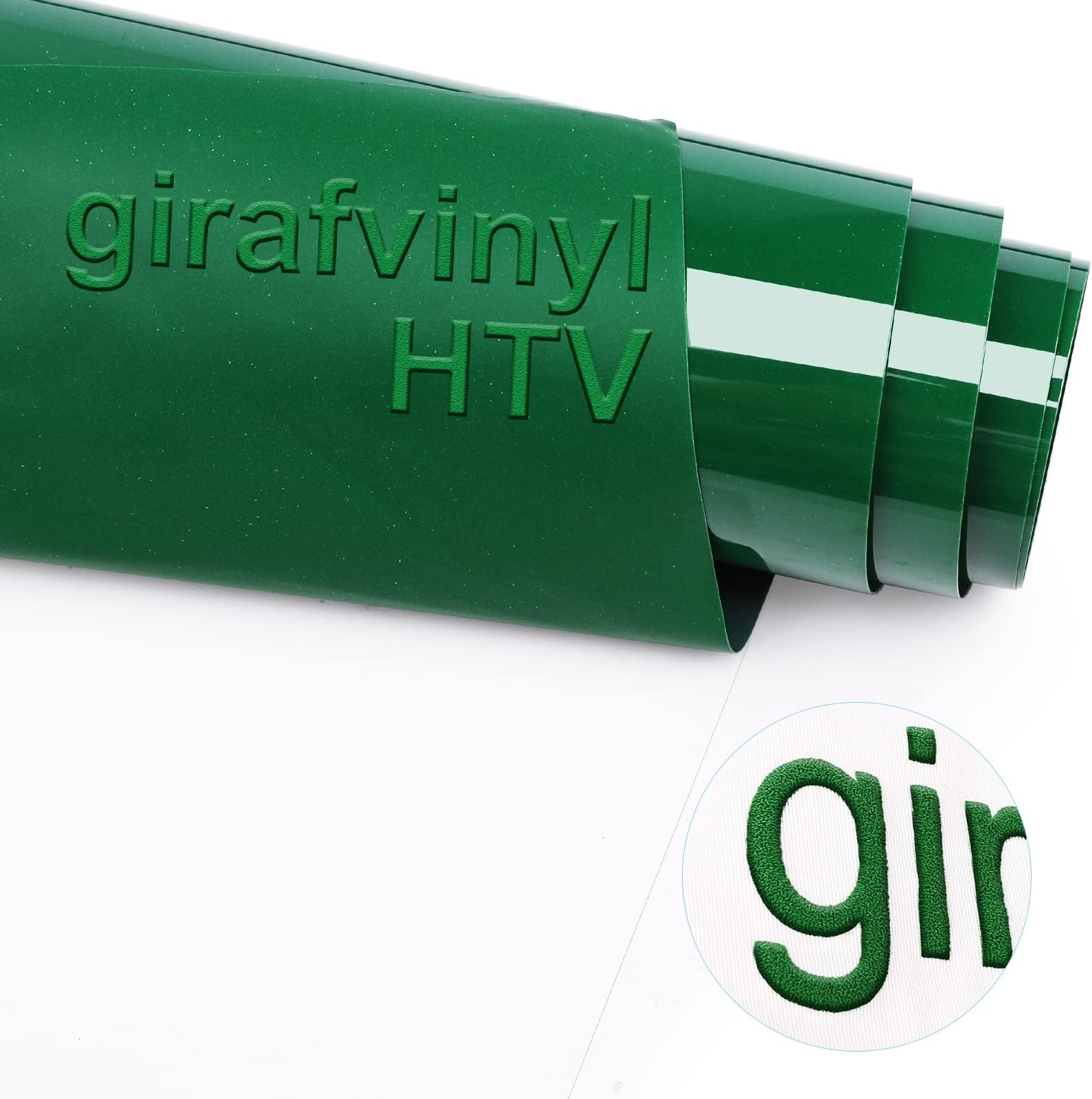 GIRAFVINYL Green 3D Puff Vinyl Heat Transfer Vinyl Roll 10” X 4FT Dark Green Iron on Vinyl for DIY T Shirt and Fabric (Dark Green)