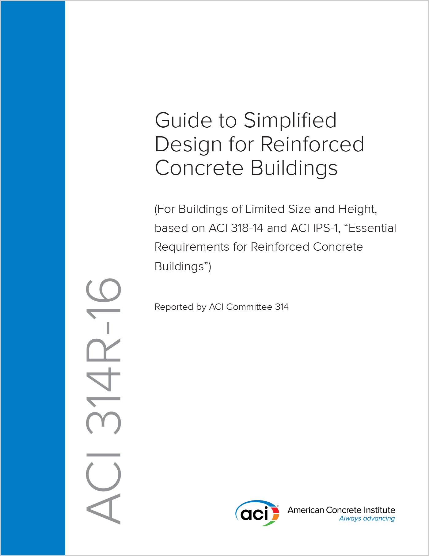 Guide ACI 314R-16 sur le design simplifie des batiments en beton arme livre en anglais