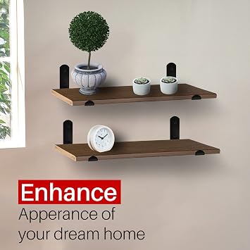 Black Shelf Brackets, 4 Pcs Heavy Duty Iron Shelf Bracket - 9 Inch, 225mm x 40mm, Supports 88 lbs per Pair, Ideal for Scaffold Board, Includes Wall Screws and Plugs