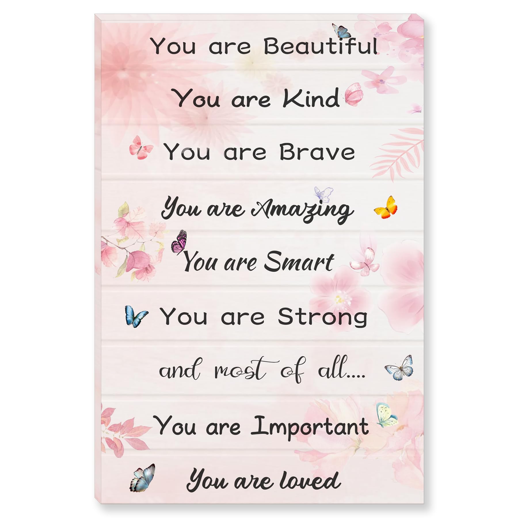Inspirational Phrases Butterfly Canvas Poster for Girls Room,Butterfly Picture Wall Art Decor for Bathroom Living Room Bedroom Office Home Decoration