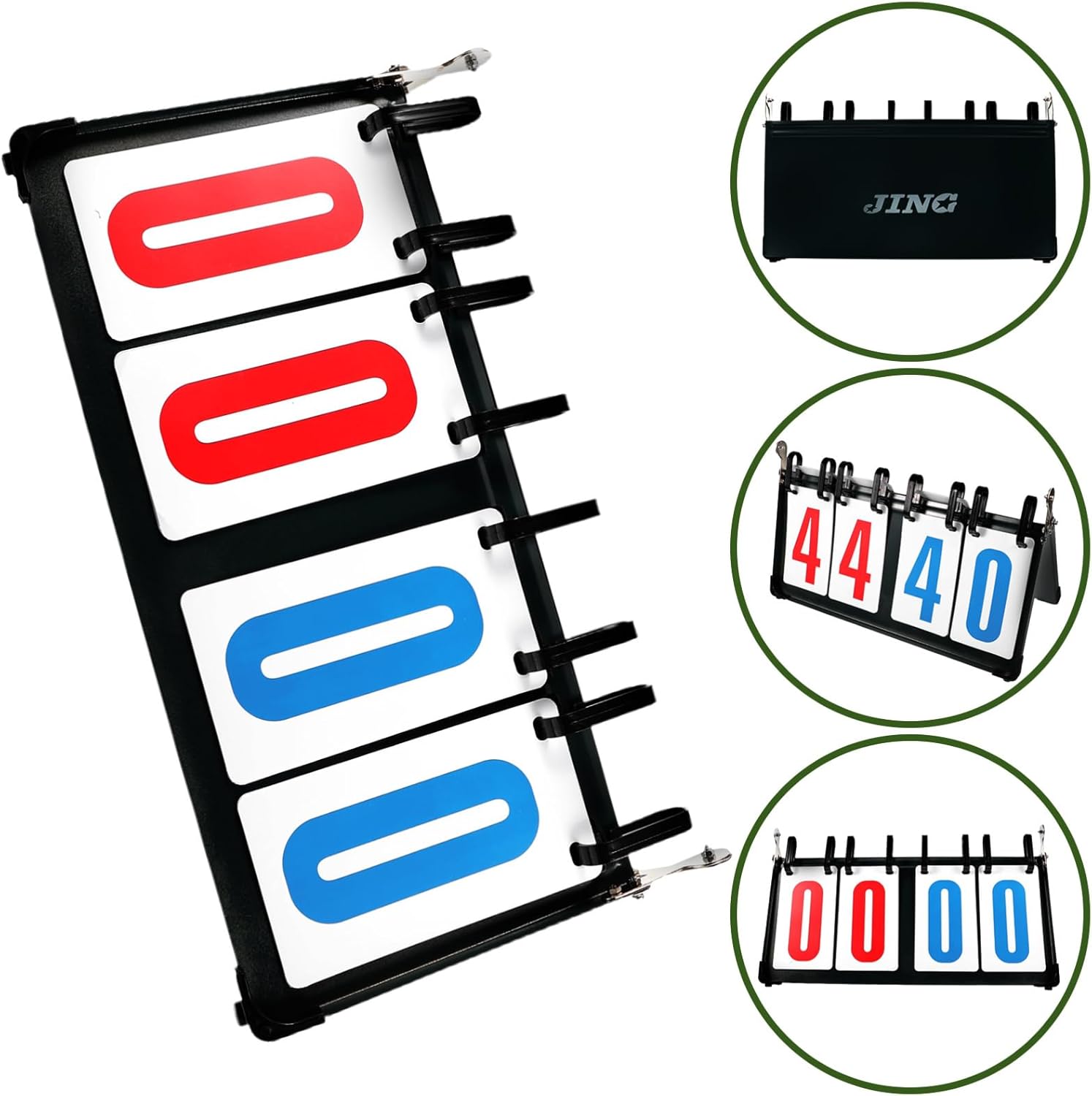 Heavy-Duty 4-Number Flip Scoreboard for Basketball Soccer and Table Tennis Portable Sports Score Flipper Sturdy Steel Construction for Sports Events and Competitions