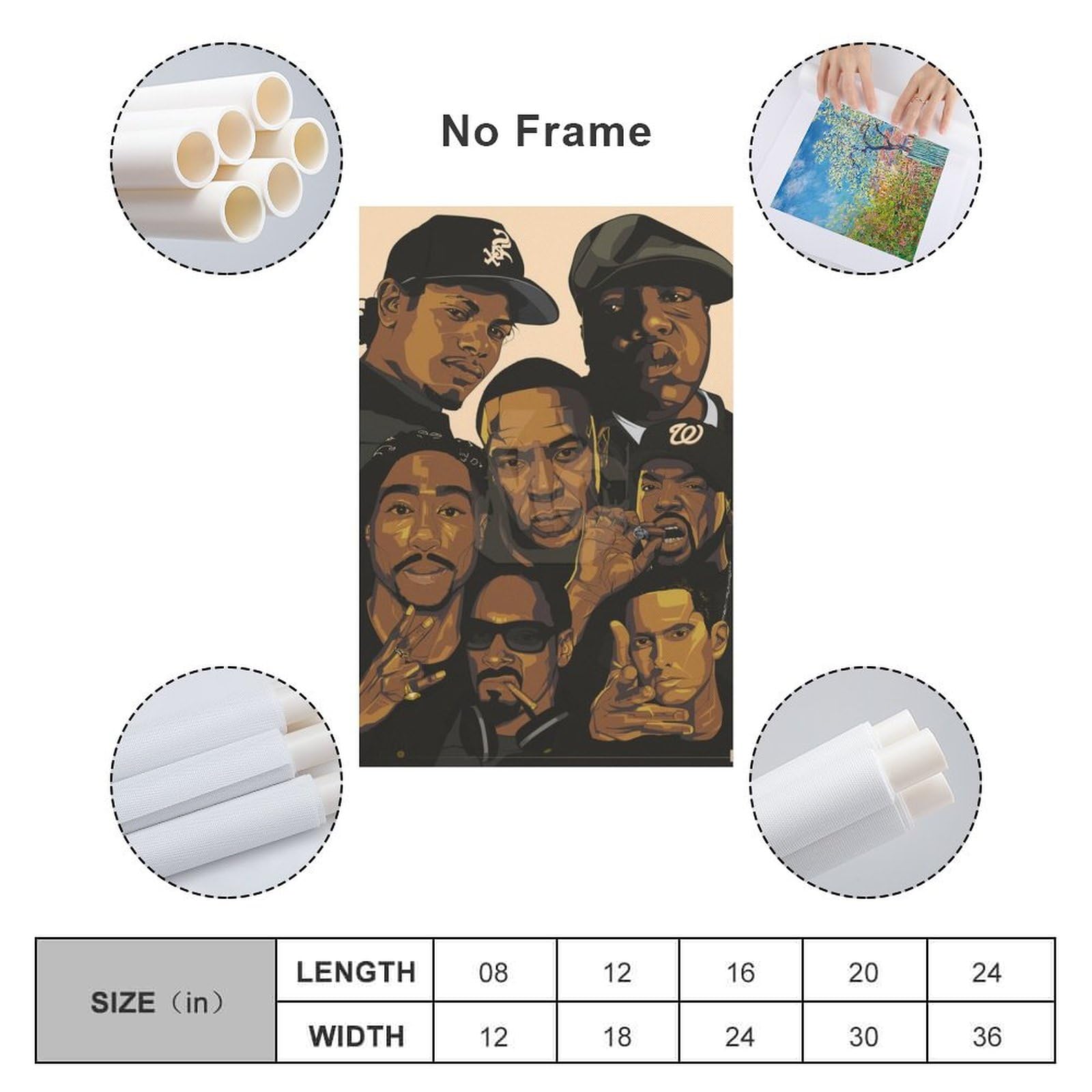 Poster artistico su tela, motivo: cantante rap, hip hop, tutte le stelle, decorazione da parete, poster decorativo moderno, 60 x 90 cm