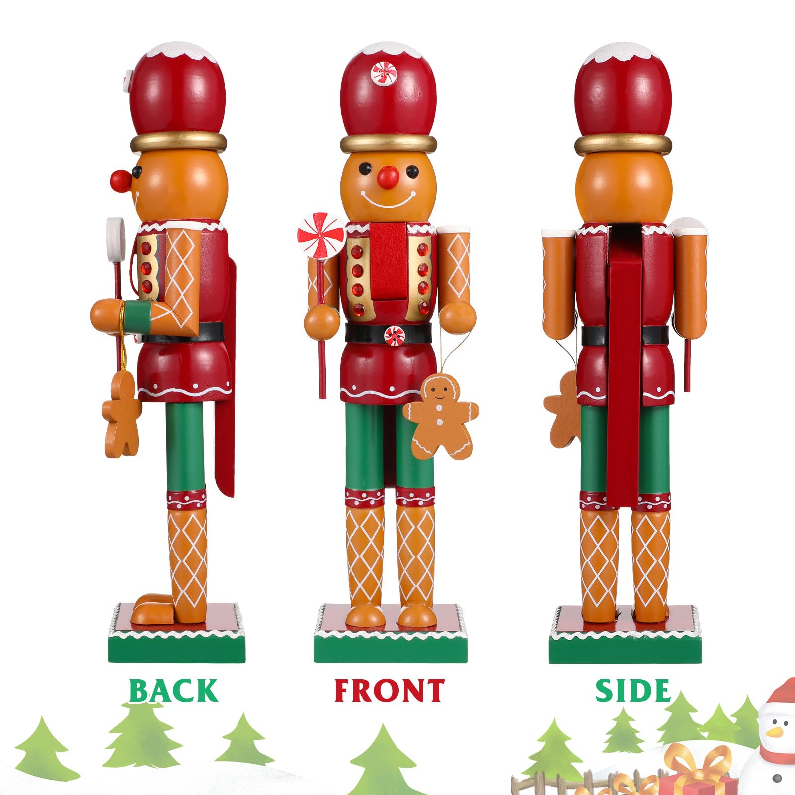Hemobllo Nussknacker Figur Groß, 35 cm Lebkuchenmann aus Kunststoff mit Kochmütze – Weihnachtsdeko für Wohnzimmer & Festtisch – Geschenk für Familie & Freunde