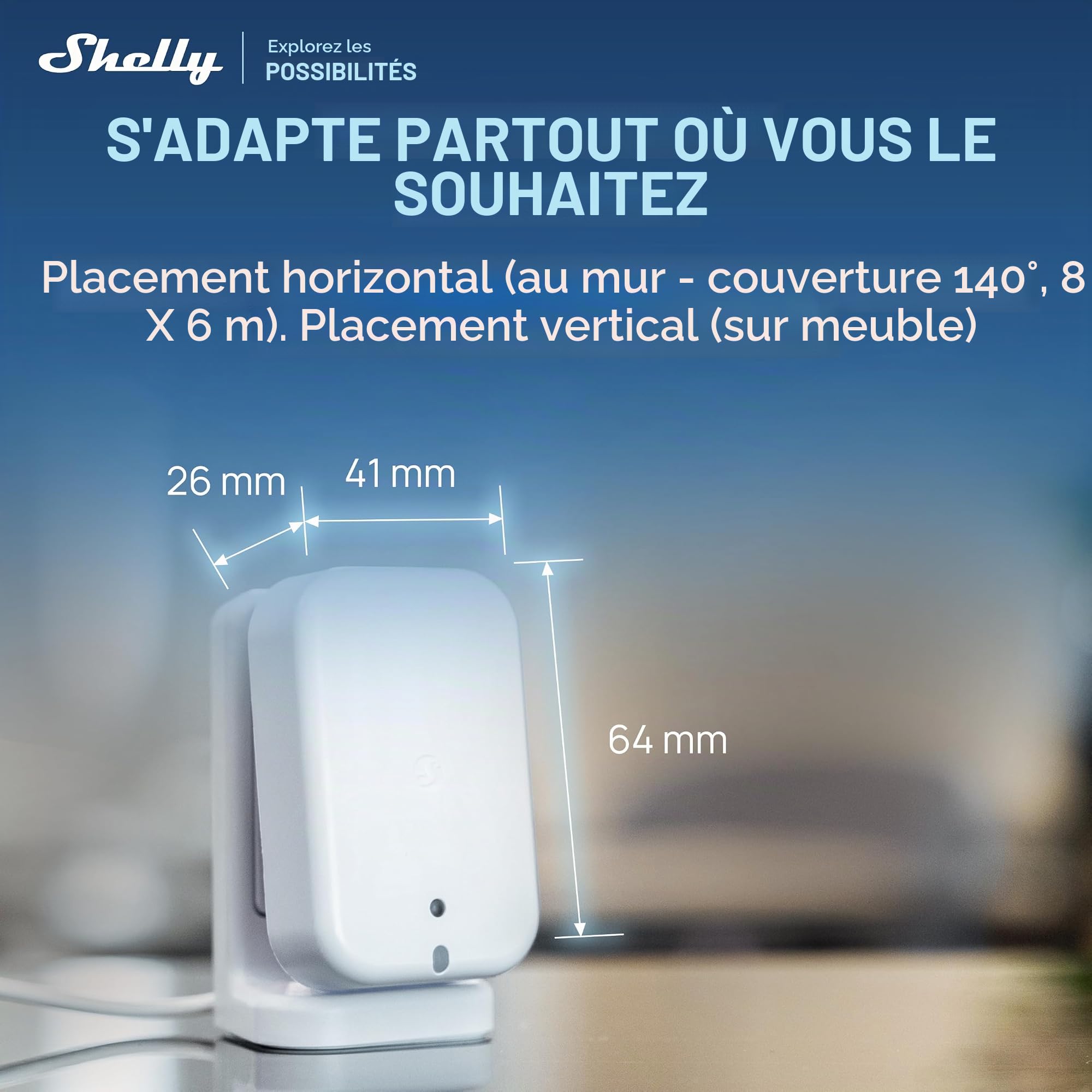 Shelly Presence Gen4 Blanc - Détecteur de Présence et Mouvement, Zigbee, Wi-FI et Matter, Portée 42 m2, 180°, Jusqu'à 6 Personnes et 10 Zones de détection, Commande vocale ou par Application