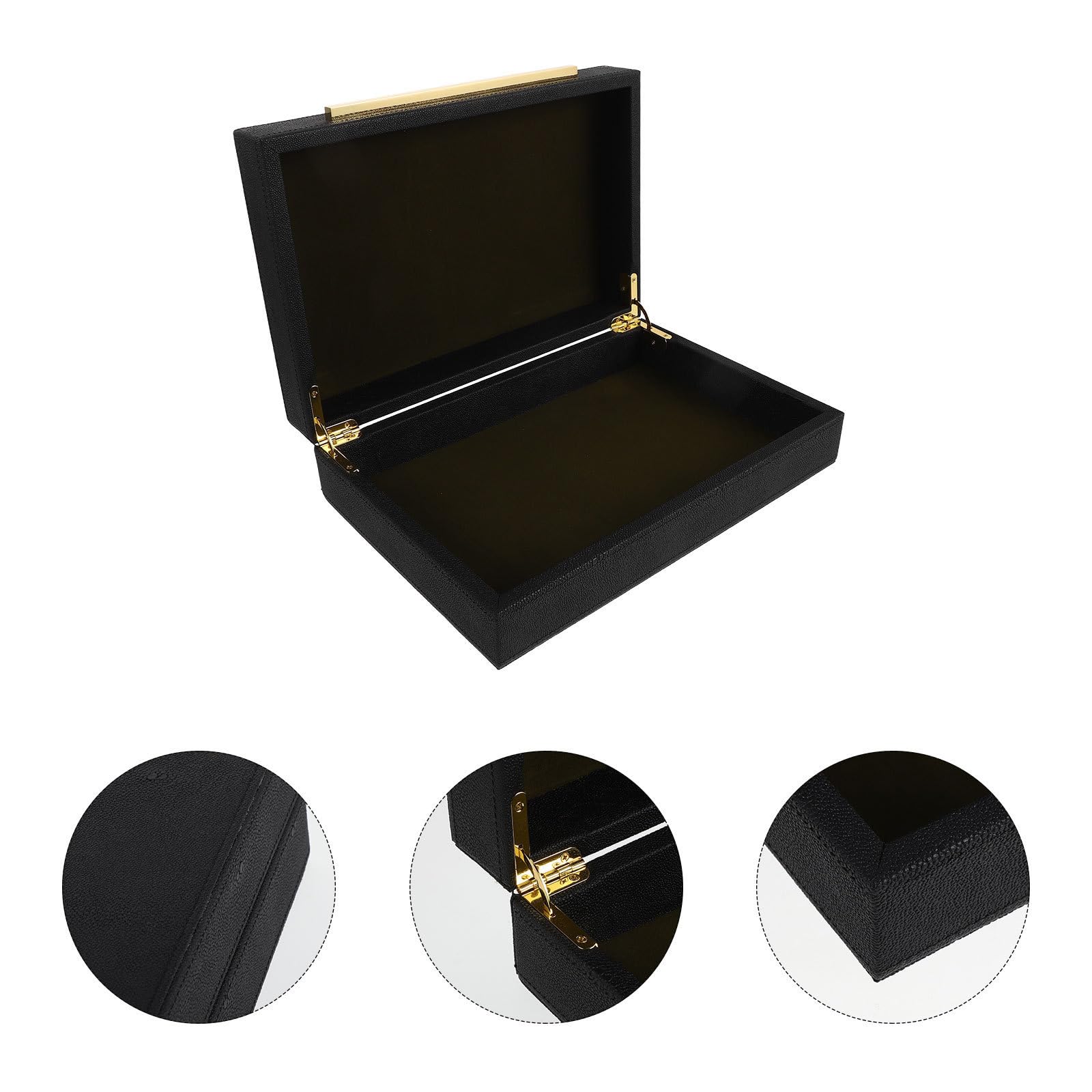 Gatuida Cofanetto Porta Accessori in Ecopelle Nera con Scomparti Strutturati Organizer Compatto per Accessori da Viaggio e Uso Quotidiano