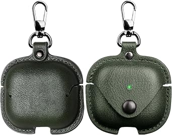 Leather Case for AirPods 4, Portable Protective Case with Secure Snap-Fastener, Compatible with Apple AirPods 4th Generation, Front LED Visible Green