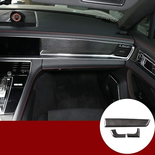 YIWANG Cubierta de panel de decoración de consola central de fibra de carbono 100% real, 3 piezas para Porsche Panamera 2017-2020, accesorios de