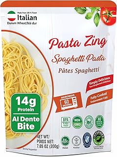 Pasta Zing Spaghetti Pasta Made with Italian Durum Wheat | Ready to Eat Meals in 60 seconds | Fully Cooked, Microwave Meals, Ready Pasta for Dinner, Easy Dinner Sides | Pack of 7, 7.05 Ounce