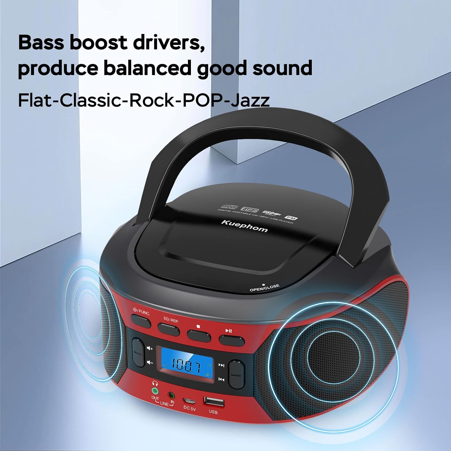 Kuephom W17 Portable CD Player Boombox Instruction Manual