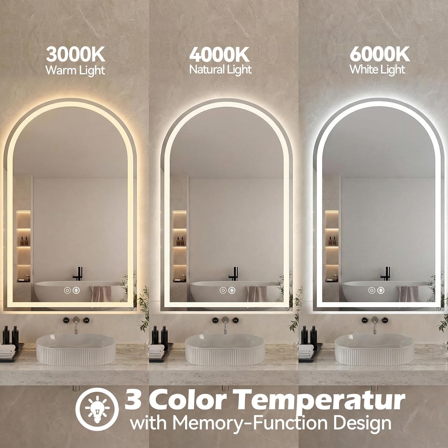 Simple Deluxe 28x36 inch Arched Mirror for Bathroom Vanity Mirror or Wall Decor, Arch Mirror Brushed Metal Frame, Wall Mounted Mirror for Bathroom LivingRoom Bedroom Entryway(28''×36'')