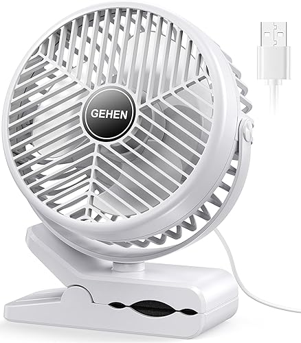 Miniatura 8 de GEHEN Ventilador de escritorio personal, ventilador silencioso de clip para dormitorio, ventilador pequeño de oficina con abrazadera resistente,