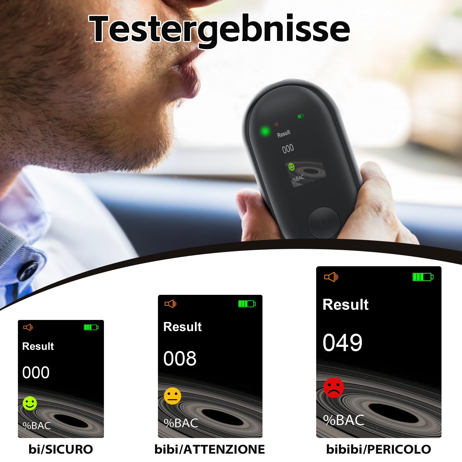 Olubfdh Etilometro Portatile Certificato con Display Digitale LCD Blu, con Batteria USB, misuratore alcolico Professionale, Mouthpieces Inutile, etilometro per Uso a casa o alle Feste (G1)