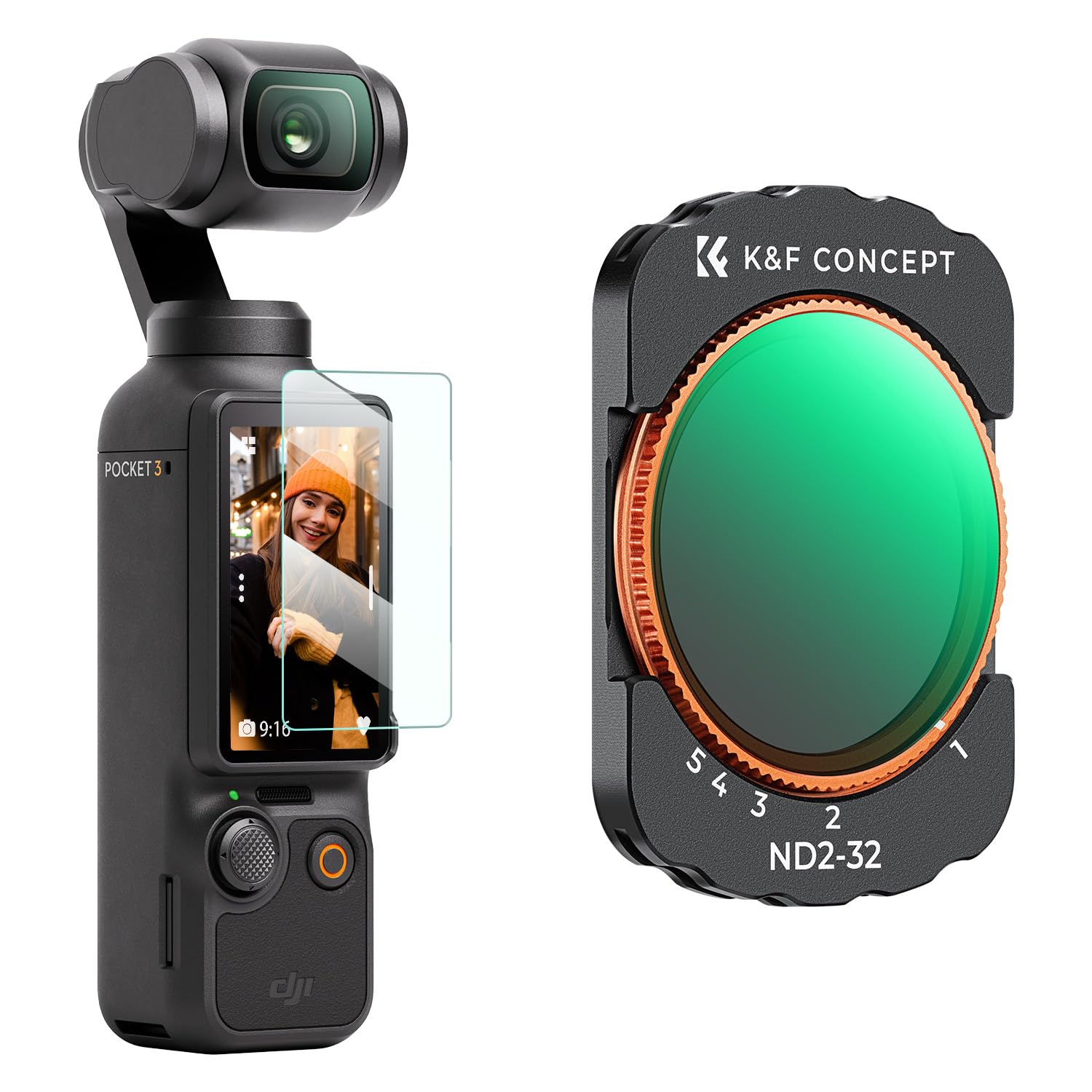 Amazon | K&F Concept DJI OSMO Pocket 3用磁気式可変NDフィルター ND2 