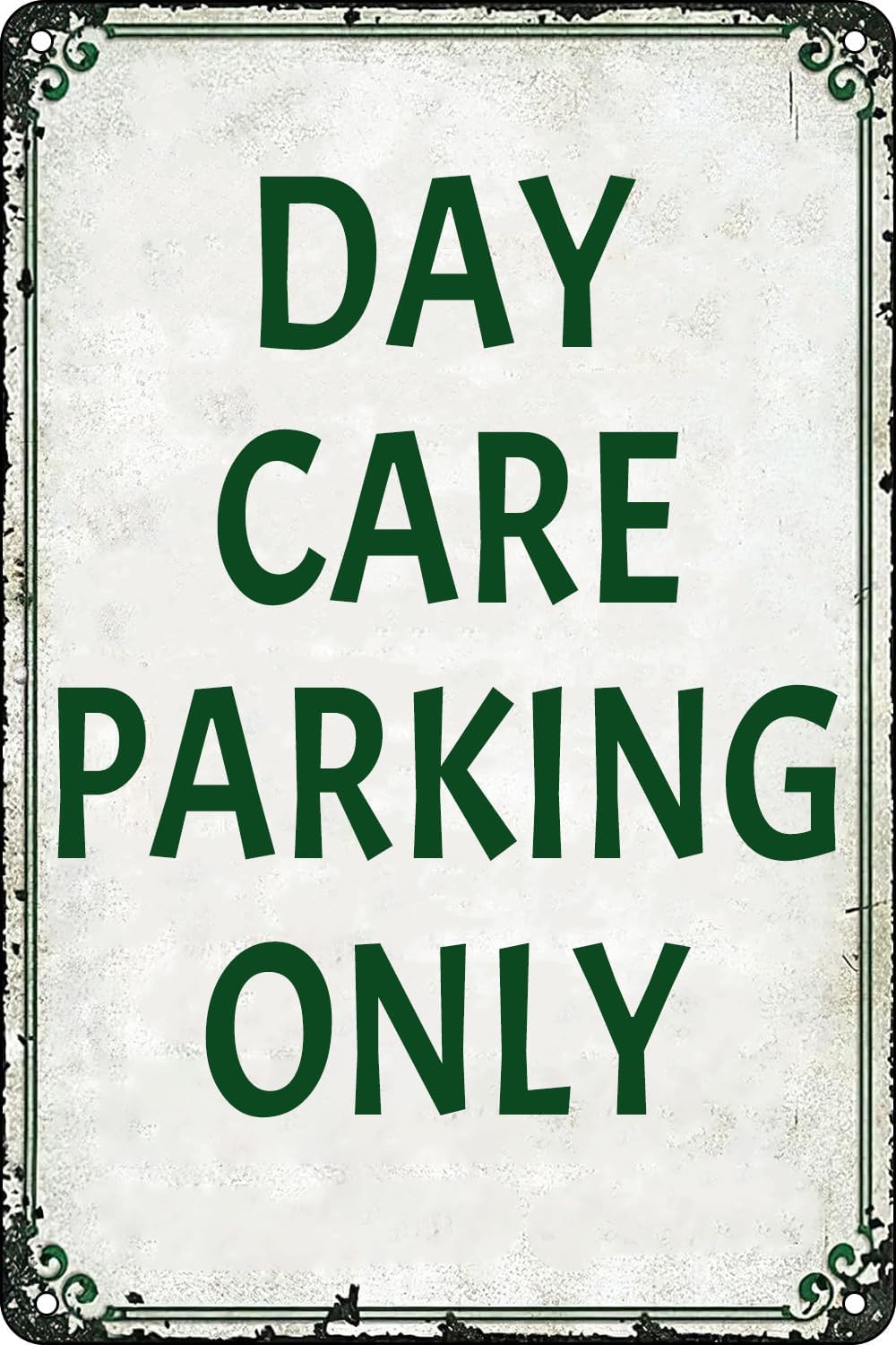 SMAZDFXX Day Care Parking Only Sign Garage Decor Caution Warning Metal Tin Signs Wall Decor Safety Sign for Outdoor Home Decor Room Door Accessories Poster Yard 12"x16"