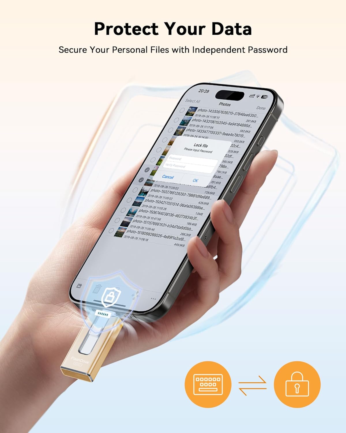 MFi Certified Flash Drive for iPhone 256GB, 3 in 1 Type-C USB Memory Stick Thumb Drive for Photos Videos, High Speed External Memory Storage Photo Stick for iPhone iPad Android PC (Gold) - Image 8