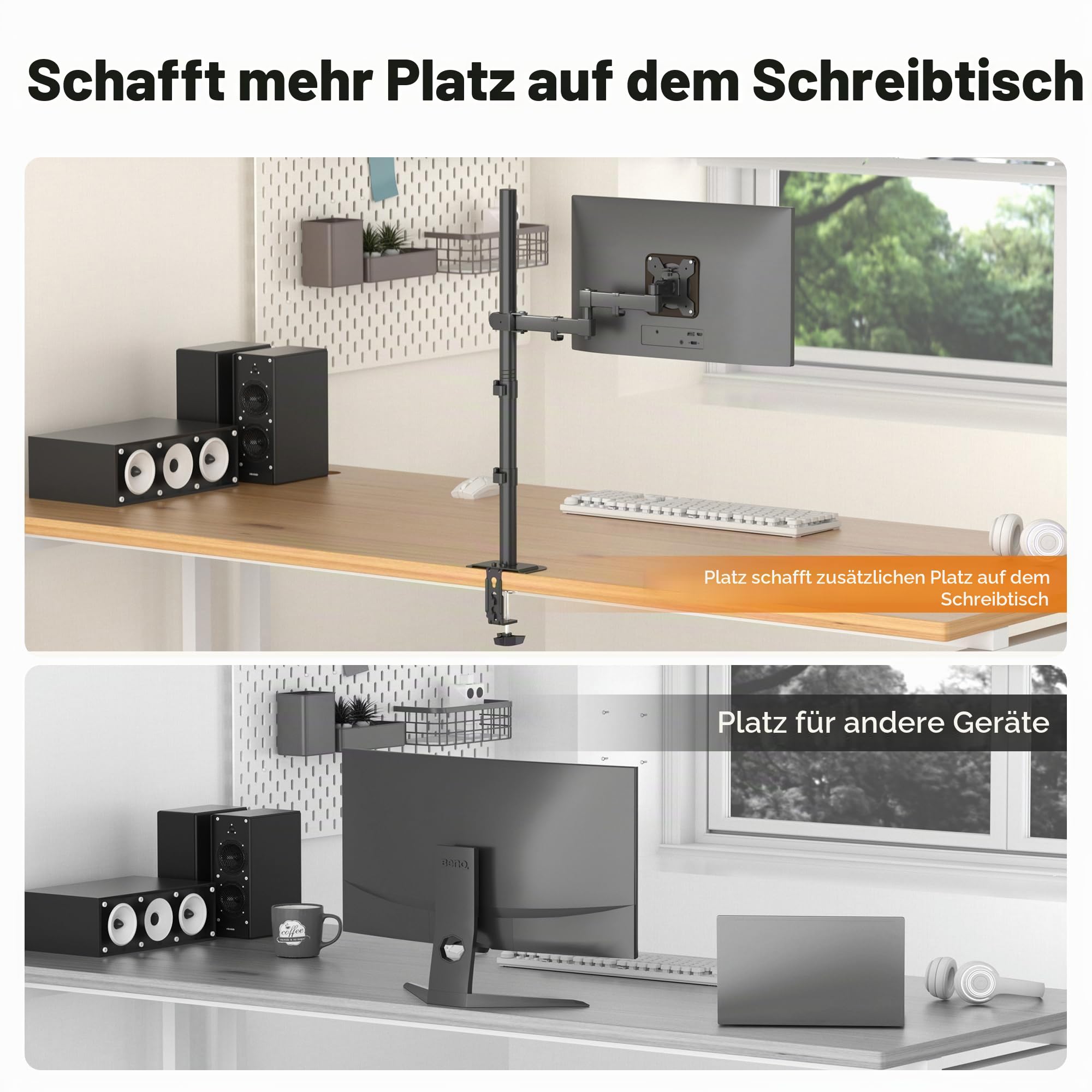 Bracwiser einzelnen Voll einstellbare Stehhöhe Monitorarm Standhalterung 800 mm hoch für Monitor Computerbildschirm 13 15 17 19 20 22 23 24 26 27 30 32 Zoll VESA 75 100 MD7821
