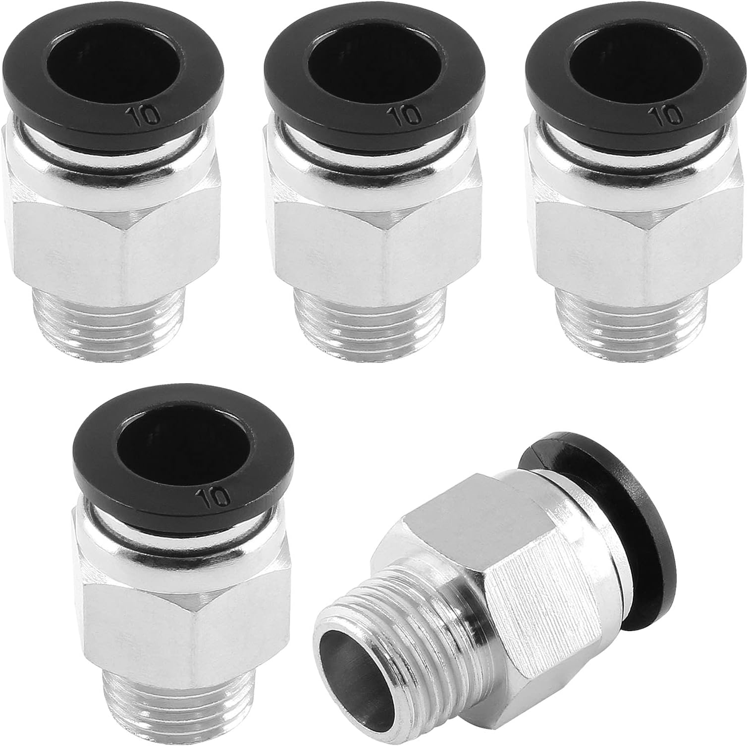 5Pcs Male Straight Push to Connect Fittings 10mm Tube OD x 1/4 inch NPT Thread, Air Push Connect Tool Pneumatic Hose Fittings