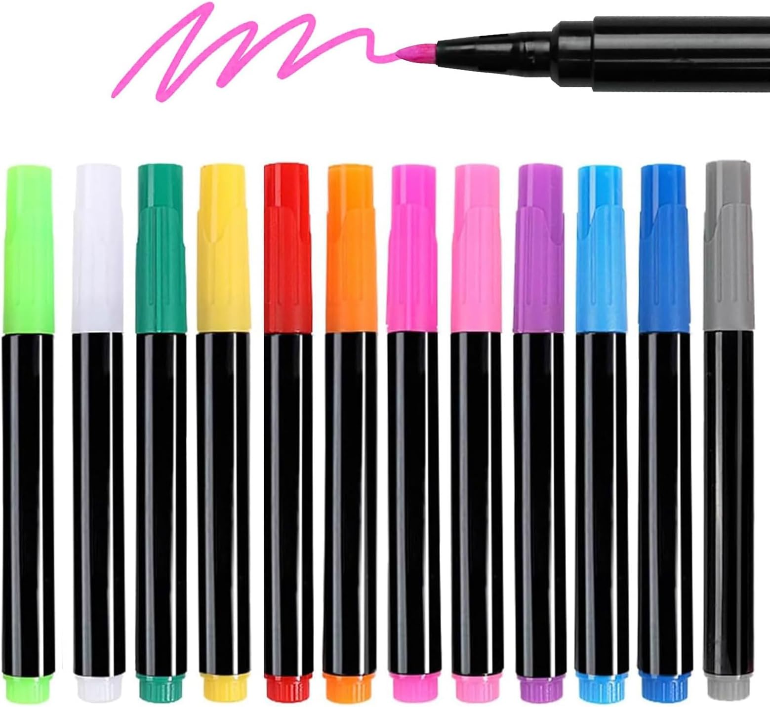 – 12 Pack Liquid Chalk Pens – 12 Colours Fine Tip Window Pens for for Led Note Board, Compatible with Light Up Drawing Board, Glass & Windows, Wet or Dry Erase Markers