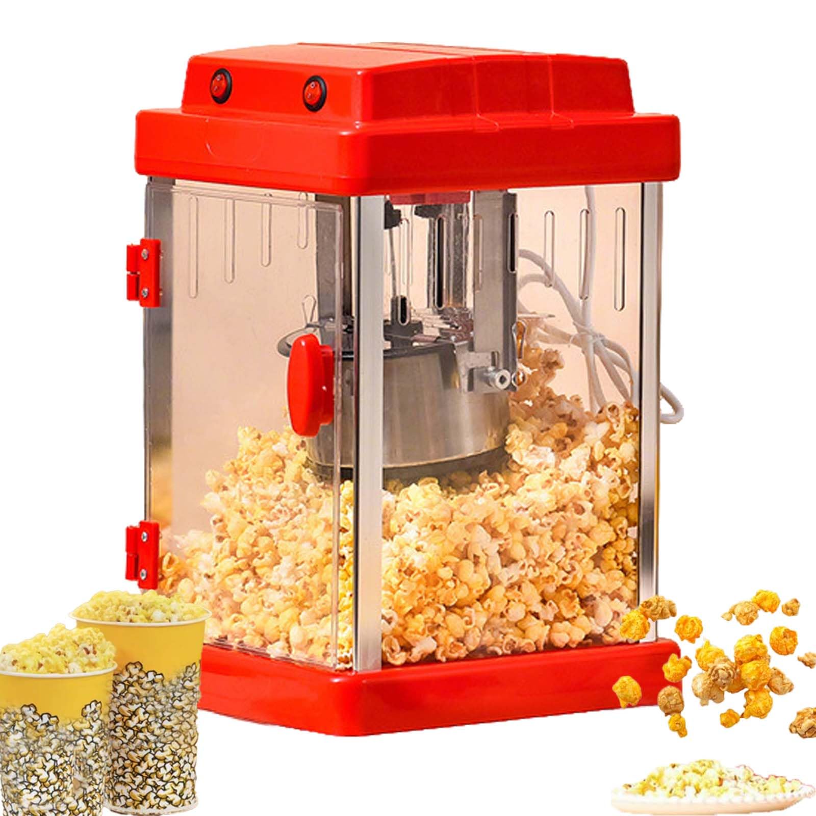Máquina de palomitas, base antiadherente, funcionamiento silencioso y rápido, apta para azúcar/aceite/mantequilla, perfectamente adecuada para cine en casa, noches de películas y reuniones sociales.