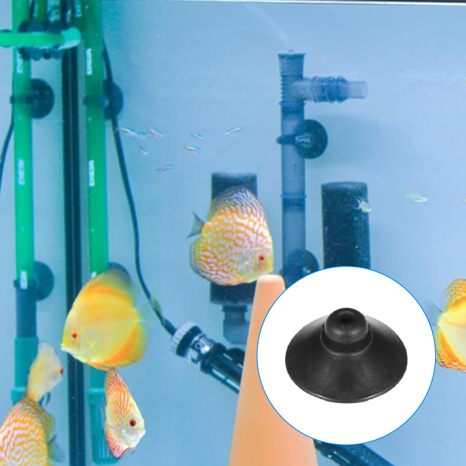 Skrfren 16 Stück Aquarium-Saugnäpfe, Aquarium Fisch Tank Gummi Tasse Saugnapf für die Einrichtung der Aquarium-Belüftung und Tankpumpe, Schwarz