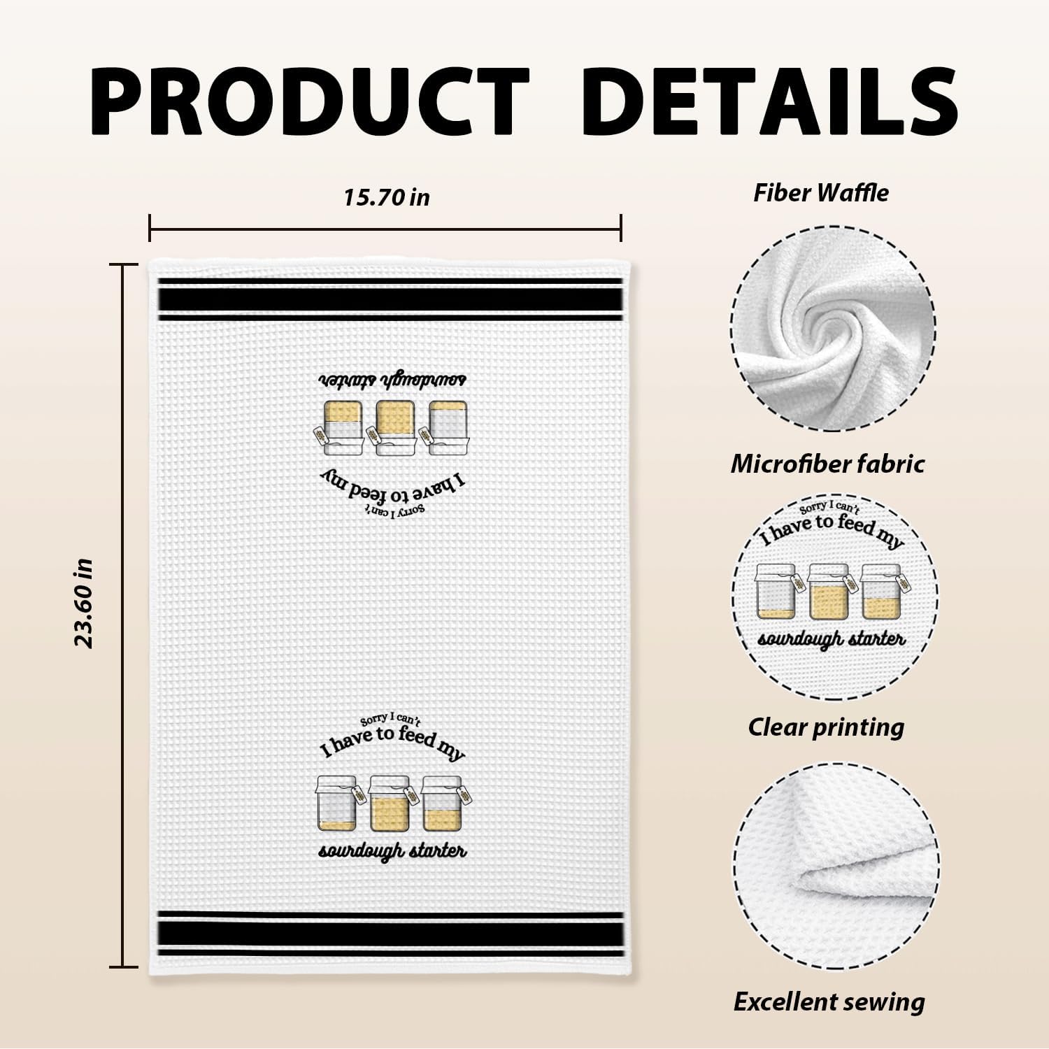 Funny Sourdough Baking Kitchen Towels, Baker Gifts for Women Dish Tea Towels for Baking Sourdough Kitchen Bakery, Baking Lover Gifts Decorative Hand Towels, 16x24 Inch - Image 6